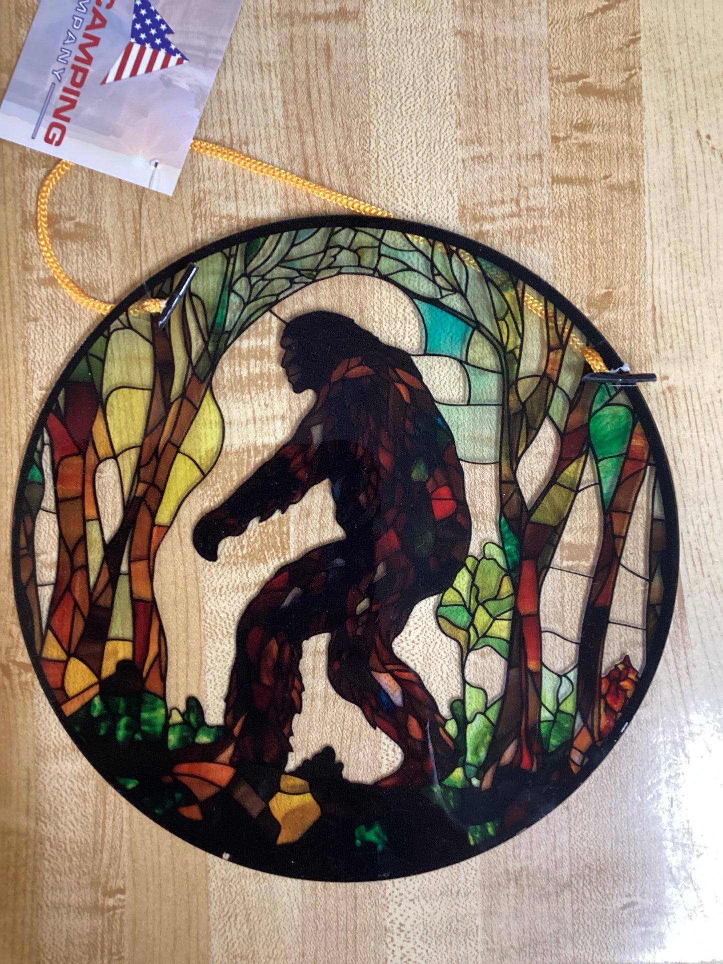 Camper Scene Faux Stained Glass Metal Sign