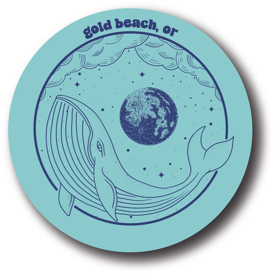 Whale Moon Circle - Gold Beach, OR Sticker