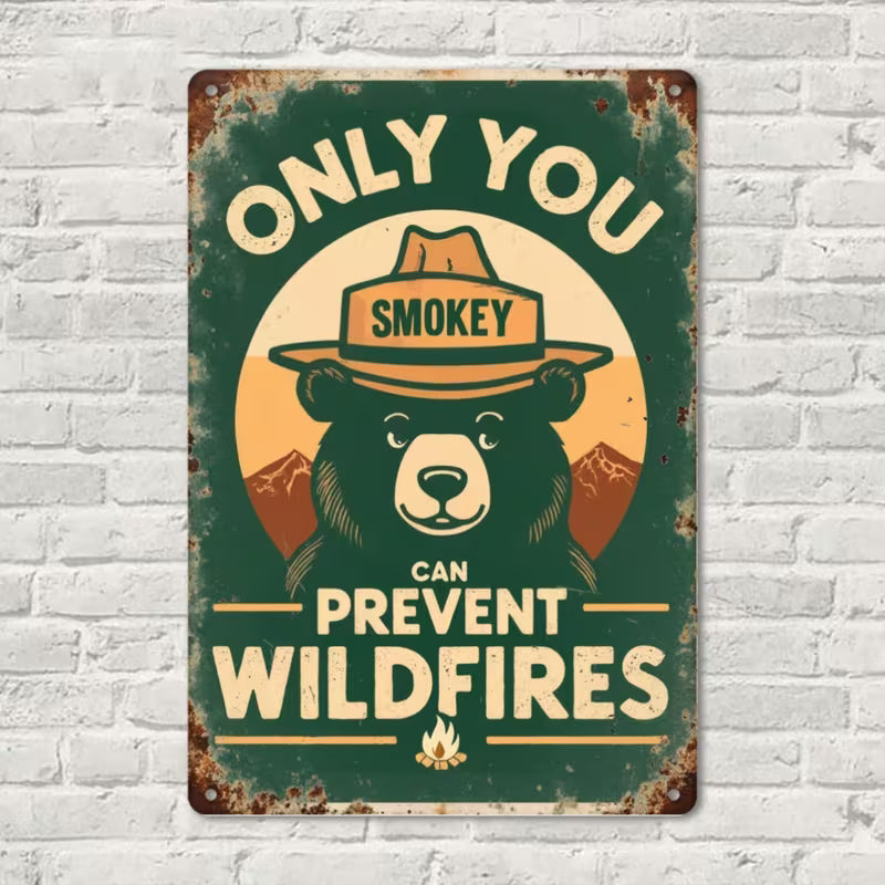 Only You Can Prevent Wildfires Smokey Bear Metal Sign
