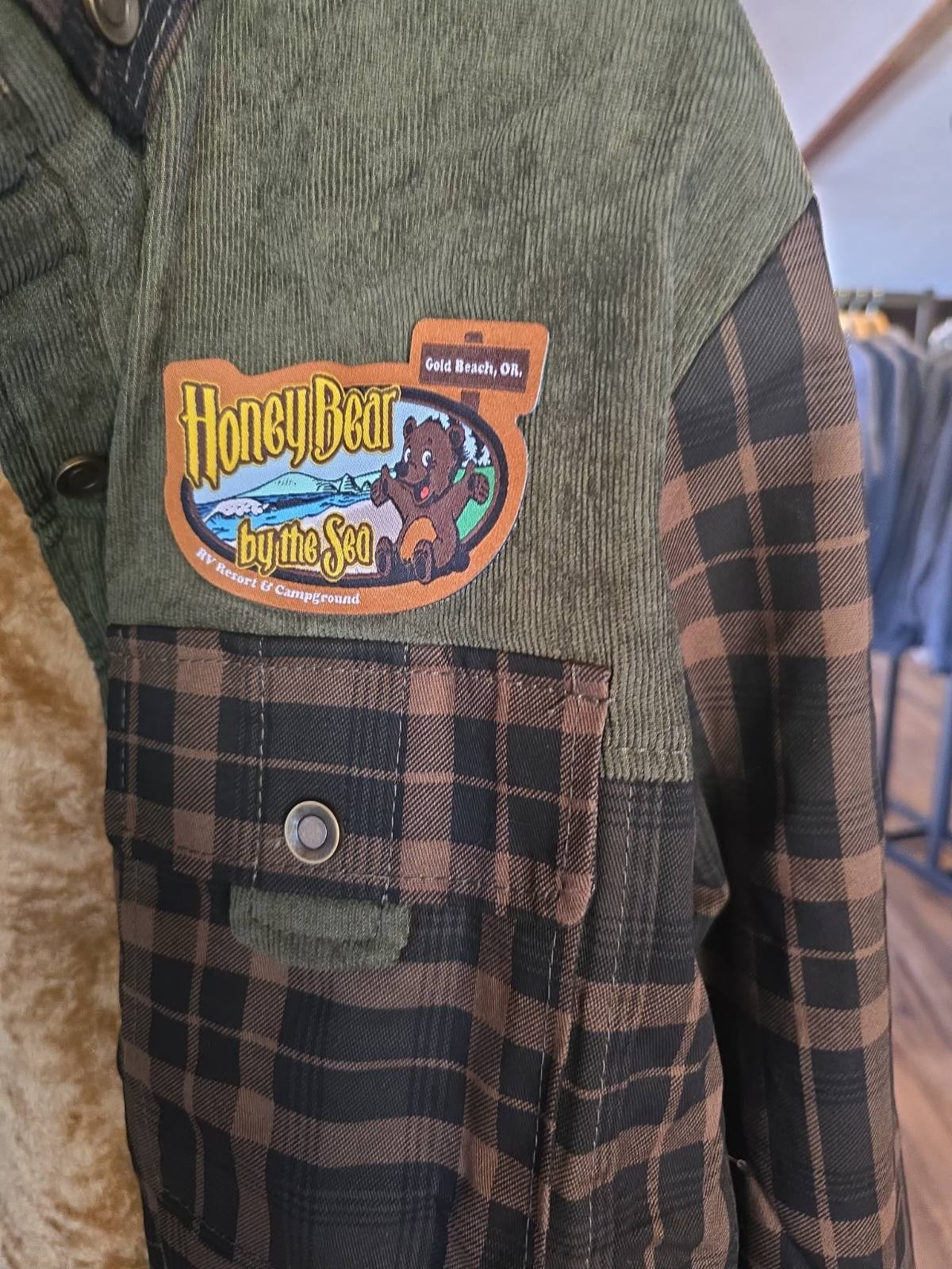 Fleece Lined Jacket with Honey Bear By the Sea Logo Patch