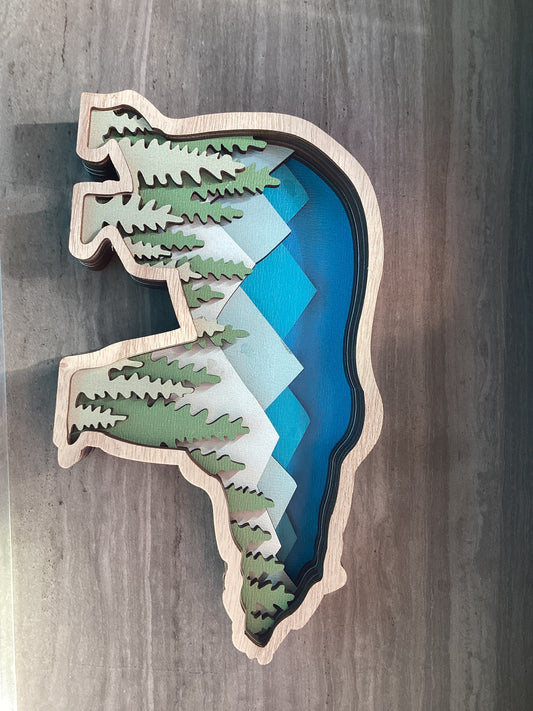 Hb Wooden Bear Mountain Scene Sign