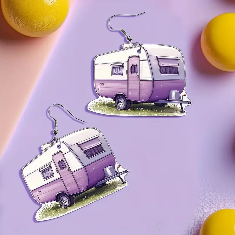 Purple Retro Camper Earrings