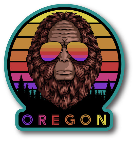Sasquatch Sunglasses (Aviators) Sunset Oregon Sticker