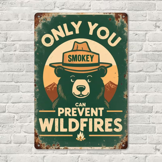 Only You Can Prevent Wildfires Smokey Bear Metal Sign