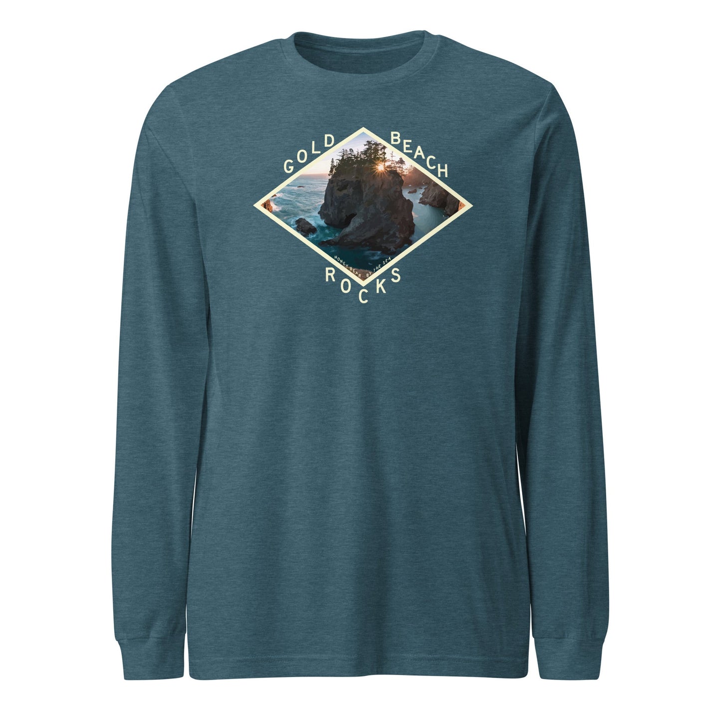 Gold Beach Rocks Honey Bear By the Sea Unisex Long Sleeve Tee