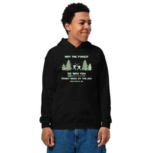 May the Forest Be With You Honey Bear By the Sea Youth Hoodie