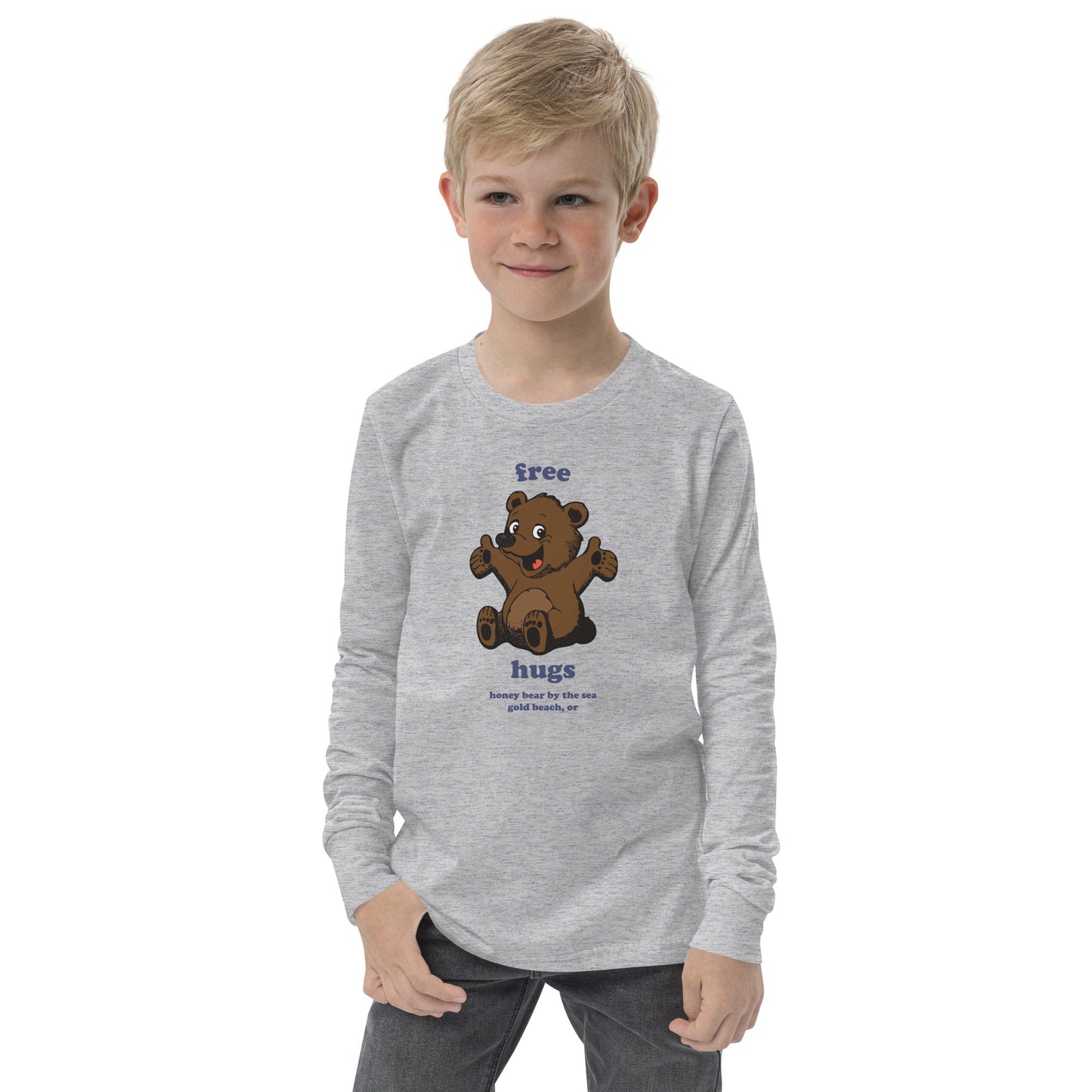 Free Bear Hugs Honey Bear By the Sea Youth Long Sleeve Tee