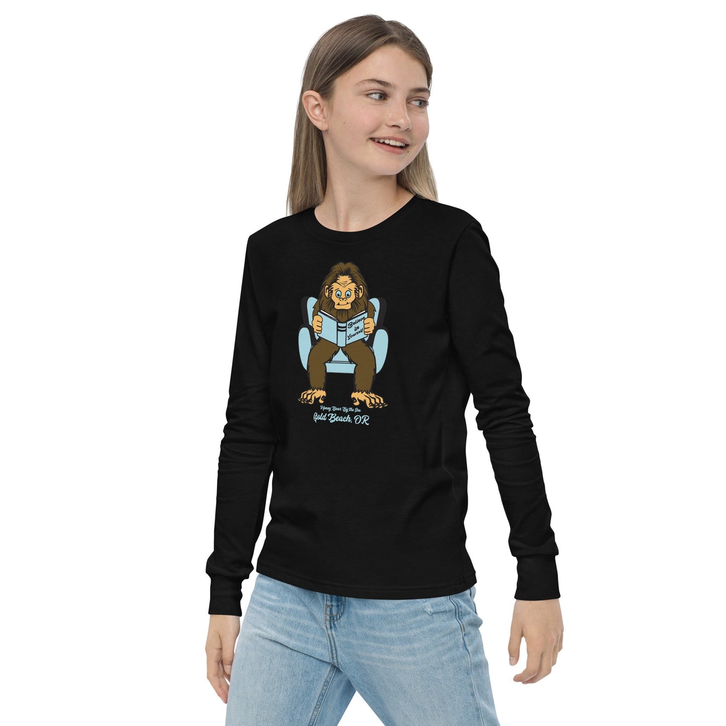 Believe in Yourself Sasquatch Honey Bear By the Sea Youth Long Sleeve Tee