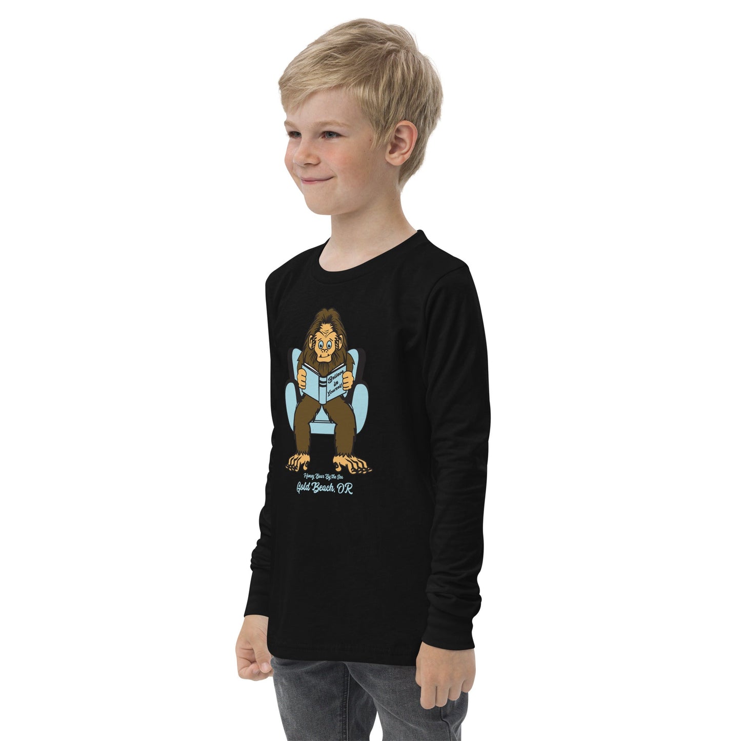 Believe in Yourself Sasquatch Honey Bear By the Sea Youth Long Sleeve Tee