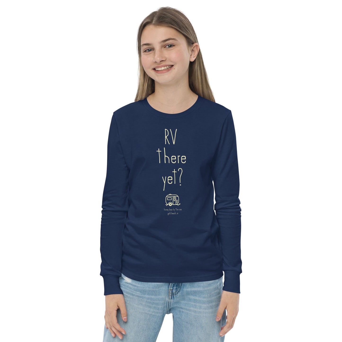 RV There Yet? Honey Bear By the Sea Youth Long Sleeve Tee