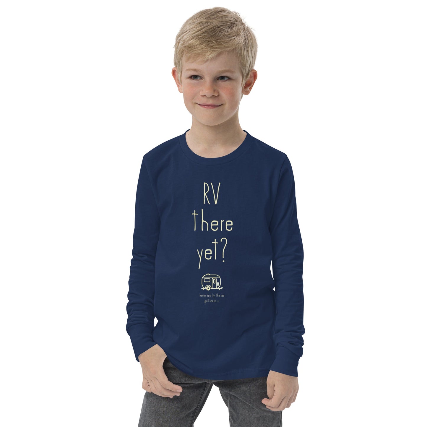 RV There Yet? Honey Bear By the Sea Youth Long Sleeve Tee