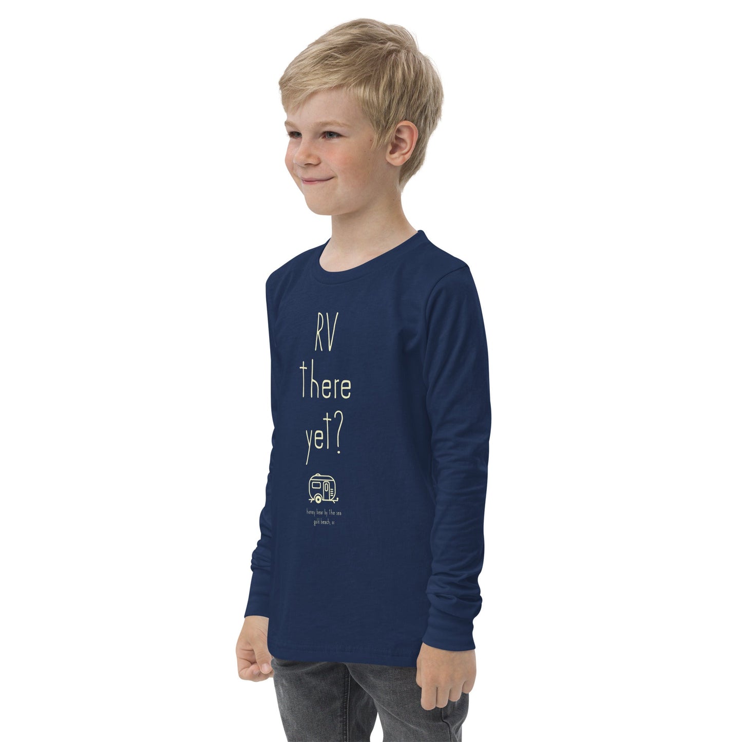 RV There Yet? Honey Bear By the Sea Youth Long Sleeve Tee